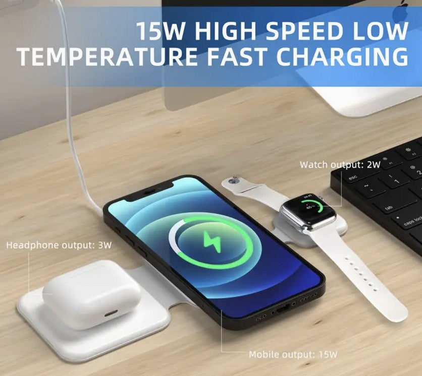 3 In 1 Magnetic Foldable Wireless Charger Station